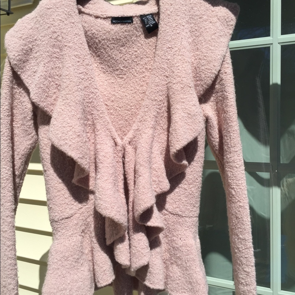 Soft Pink Moda International Ruffle Sweater
